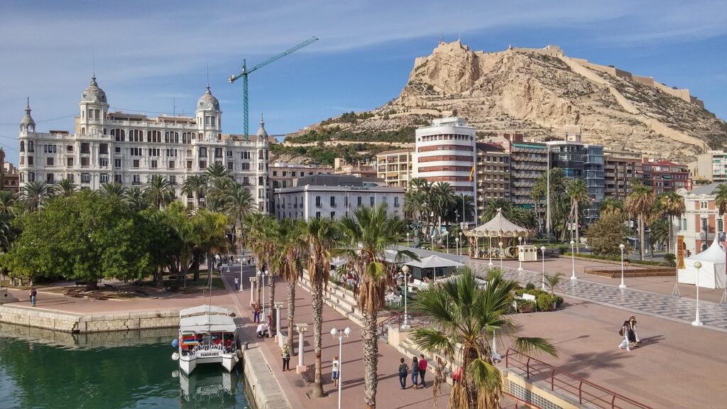 santa barbara castle, alicante, port, costa, spain, water, walk, nature, buildings