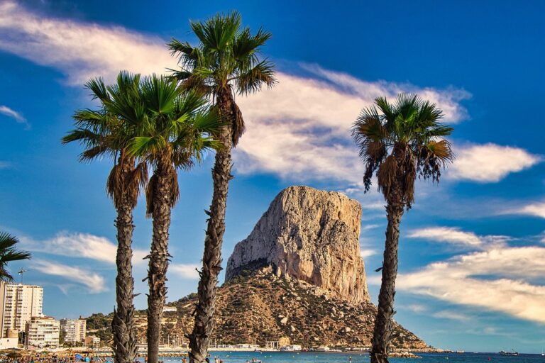 costa, calpe, spain, blanca, to travel, palm tree, mountain, ifach, sea, nature, heaven, vacations, water, recreation